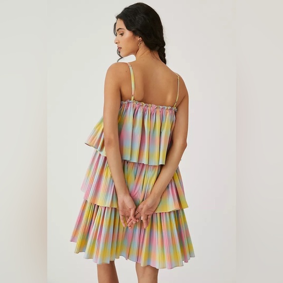 Beatrice B Square Neck Tiered Dress Anthropologie - Picture 3 of 16